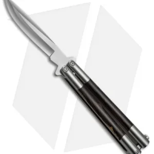 Balibalistic Custom Balisong Butterfly Knife Titanium + Wood Inlays (4.5″ Satin)