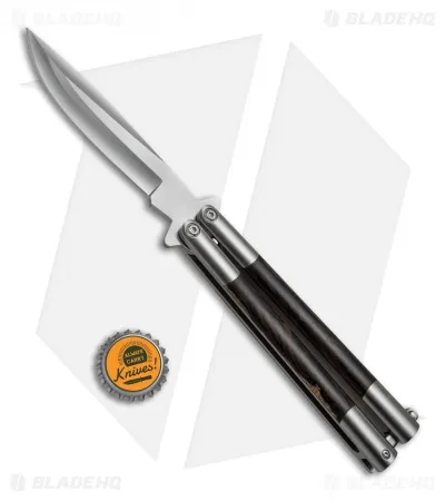 Balibalistic Custom Balisong Butterfly Knife Titanium + Wood Inlays (4.5″ Satin) - Image 4