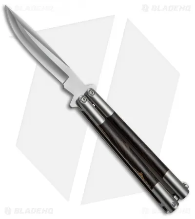 Balibalistic Custom Balisong Butterfly Knife Titanium + Wood Inlays (4.5″ Satin)