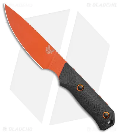 Benchmade Fixed Blade: Benchmade Raghorn Hunting Fixed Blade Knife Carbon Fiber (4″ Orange) 15600OR