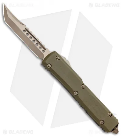 Microtech Ultratech Hellhound Tanto OTF Knife OD Green G-10 (3.4″ Bronze SW)