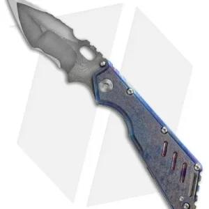 Mick Strider Custom MSC XL Tanto Knife Blue Stippled Ti (4.25″ San Mai) 2017-3