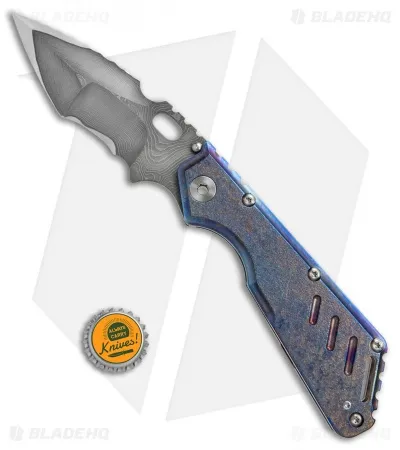 Mick Strider Custom MSC XL Tanto Knife Blue Stippled Ti (4.25″ San Mai) 2017-3 - Image 4