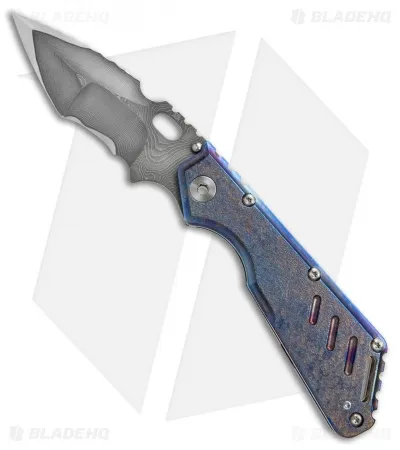 Mick Strider Custom MSC XL Tanto Knife Blue Stippled Ti (4.25″ San Mai) 2017-3