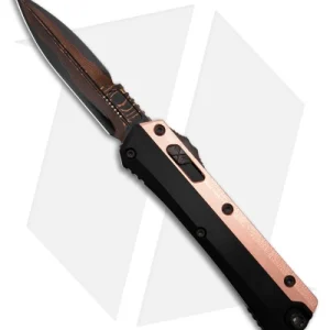 Microtech Marfione Custom Glykon OTF Auto Knife Black (3.75″ Tiger Mai Damascus)